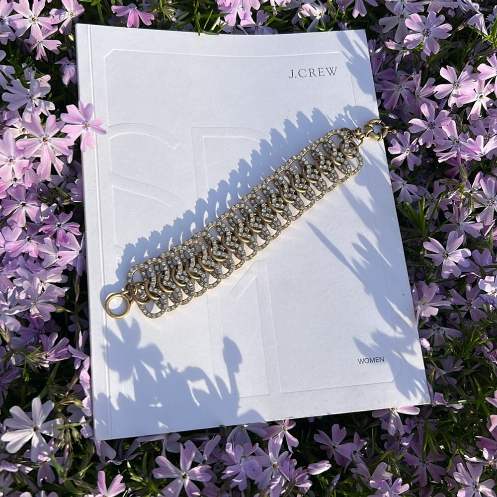 J.Crew Gold Chain and Crystal Rhinestone Bracelet